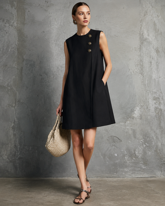 Isaline™ | Elegante Jurk Met Isometrische Knopen