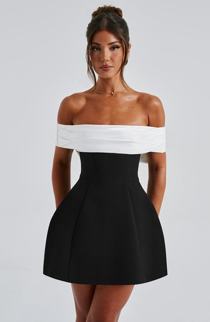 Veya™ | Chique tweekleurige mini jurk