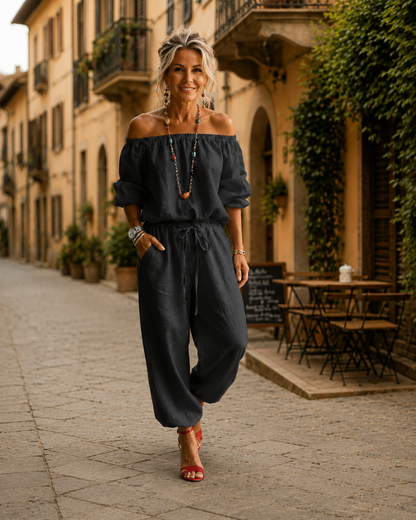Alba™ | Relaxte Jumpsuit Met Veterdetail