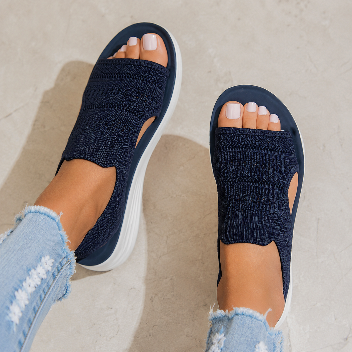 Ria™ | Comfortabele Ademende Platformsandalen Van Gebreid Materiaal