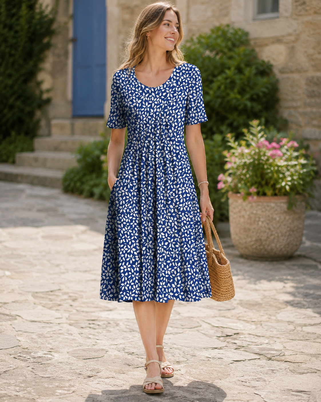 Margriet™ | Gebloemde Buikcamouflerende Midi Jurk