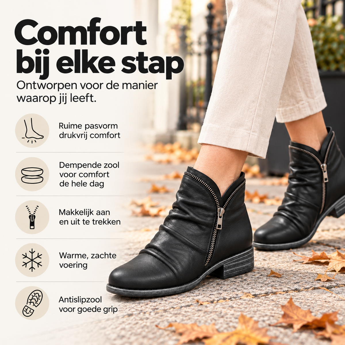 Éléna™ | Orthopedische Enkellaarsjes Met Zijrits