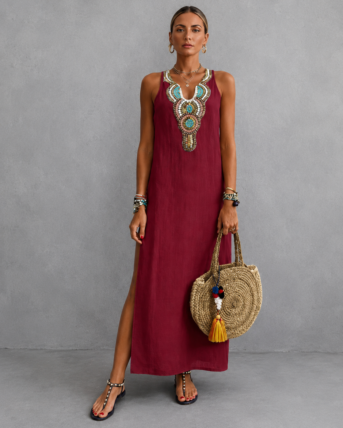 Colette™ | Buikbedekkende Mouwloze Maxi Jurk