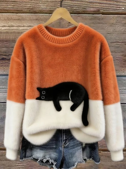 Lora™ | Zachte Oversized Trui Met Kattenprint 3