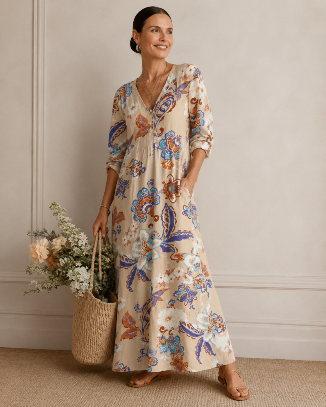 Eloise™ | Relaxte Soepelvallende Midi Jurk