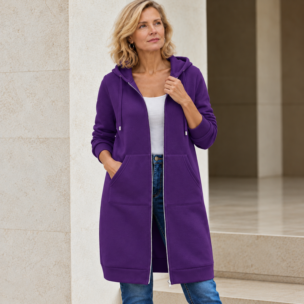 Esmee™ | Lange Fleece Jas Met Capuchon En Rits