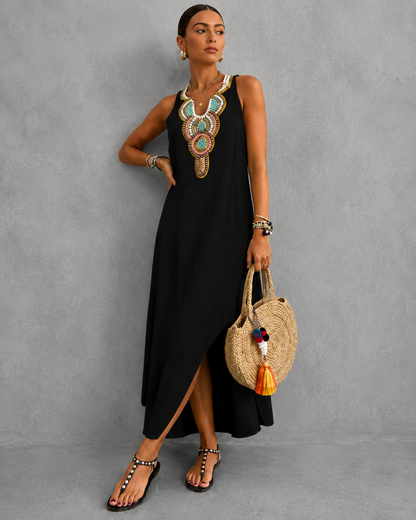 Colette™ | Buikbedekkende Mouwloze Maxi Jurk
