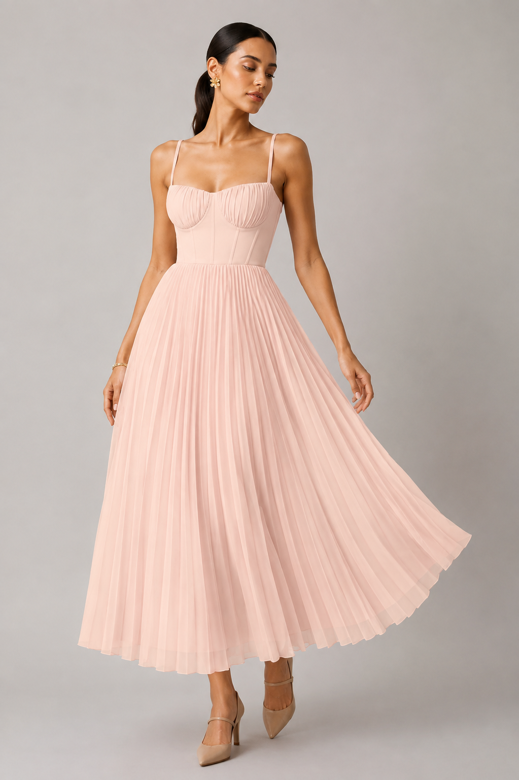 Lisette™ | Elegante Buikbedekkende Geplooide Maxi Jurk