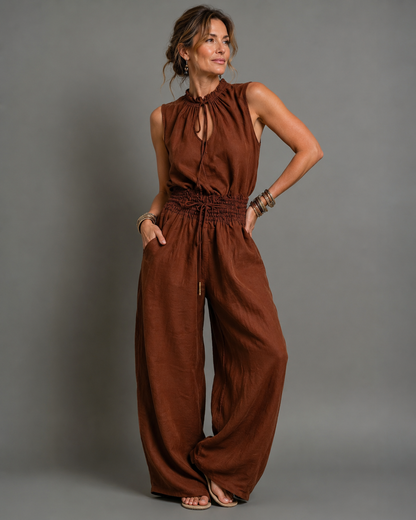 Jette™ | Mouwloze Jumpsuit Met Wijde Pijpen