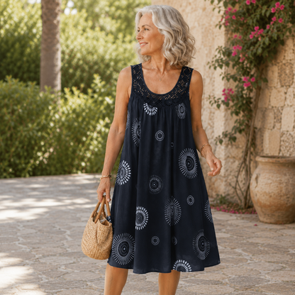 Noor™ | Buikcamouflerende Midi Jurk Met Abstracte Print