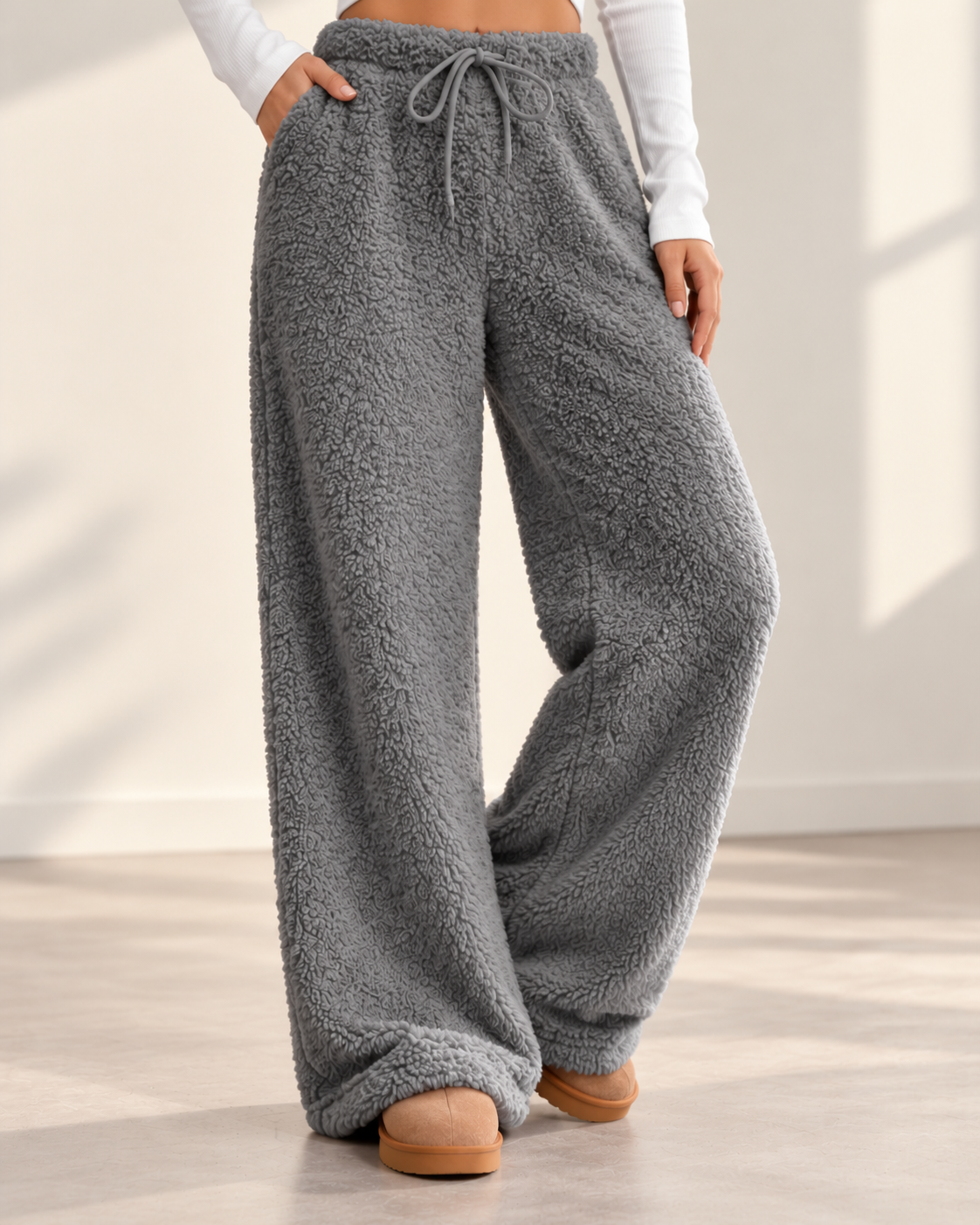 Liva™ | Zachte Teddy Broek met Wijde Pijpen