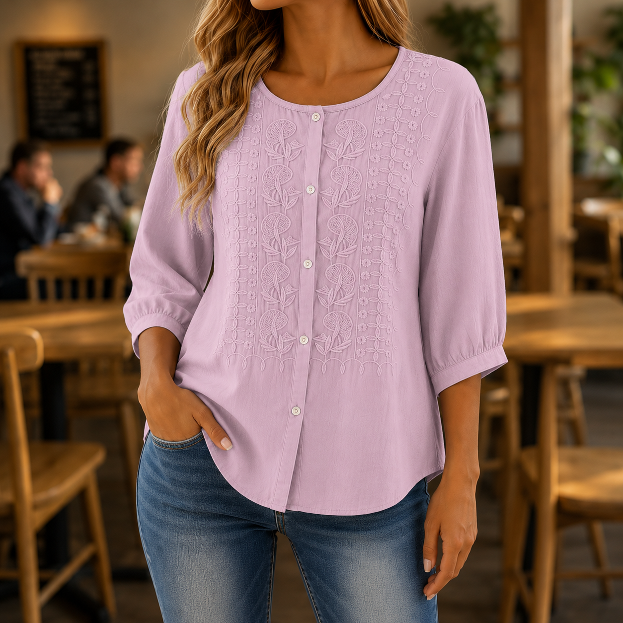 1 + 1 free Amelie™ | Elegante Geborduurde Blouse