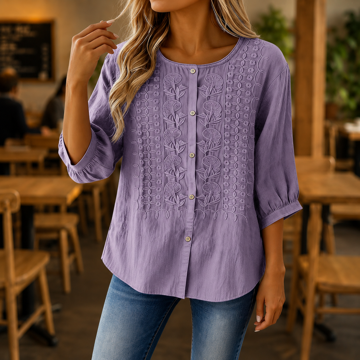 1 + 1 free Amelie™ | Elegante Geborduurde Blouse