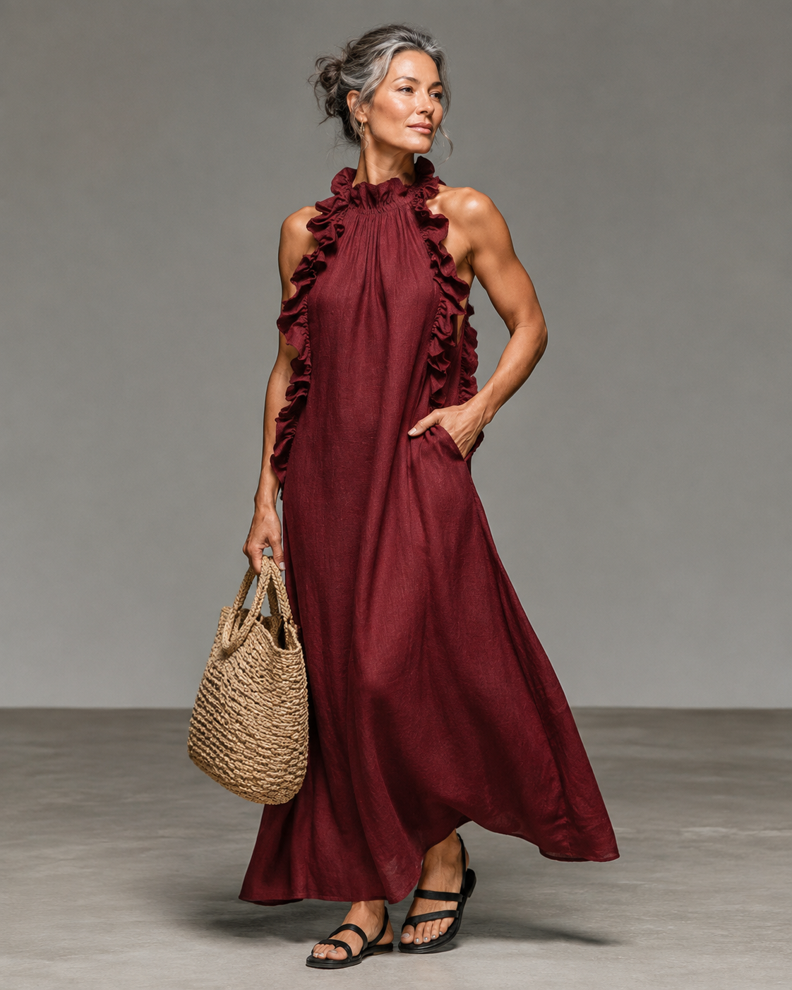 Veer™ | Elegante Buikbedekkende Maxi Jurk Met Zakken