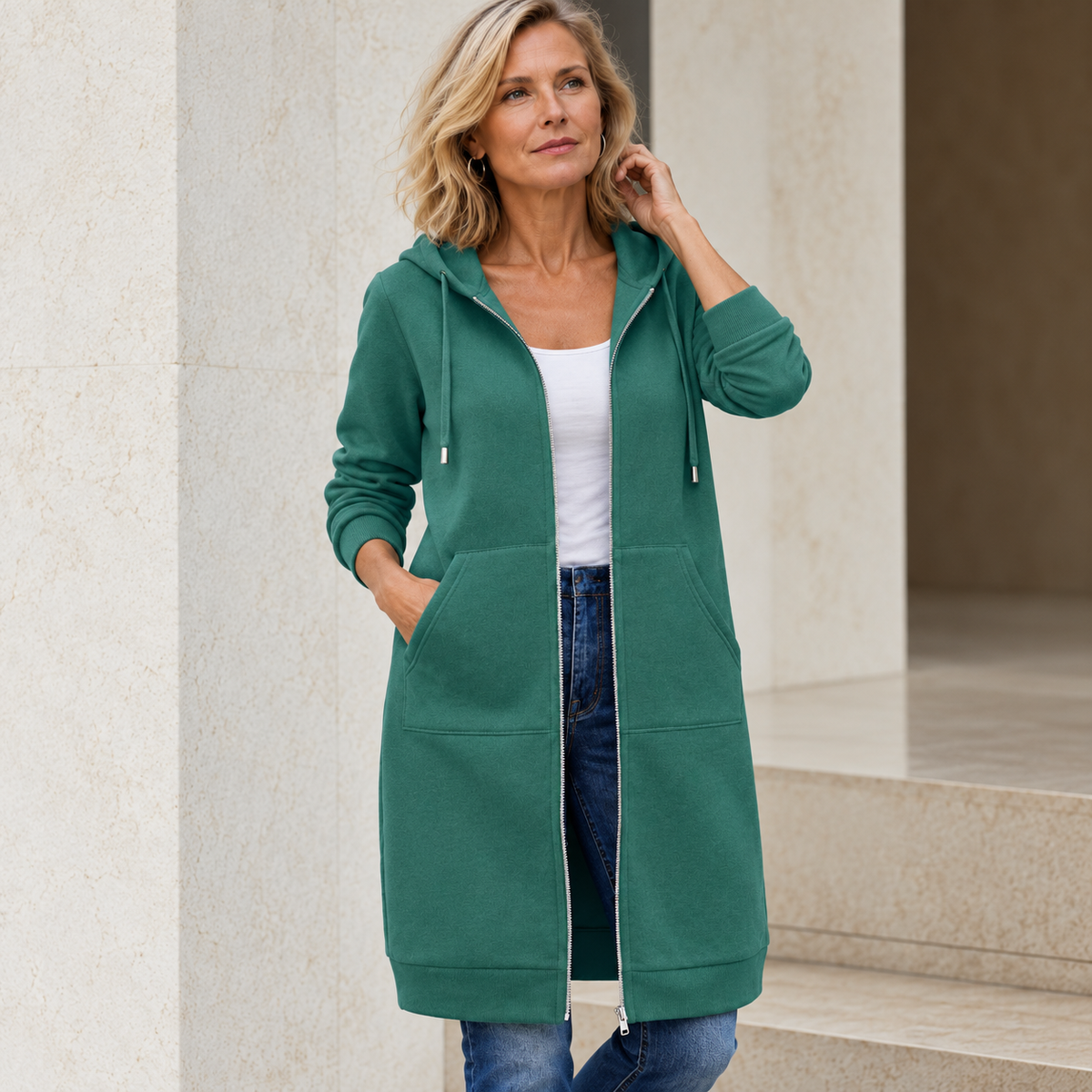 Esmee™ | Lange Fleece Jas Met Capuchon En Rits