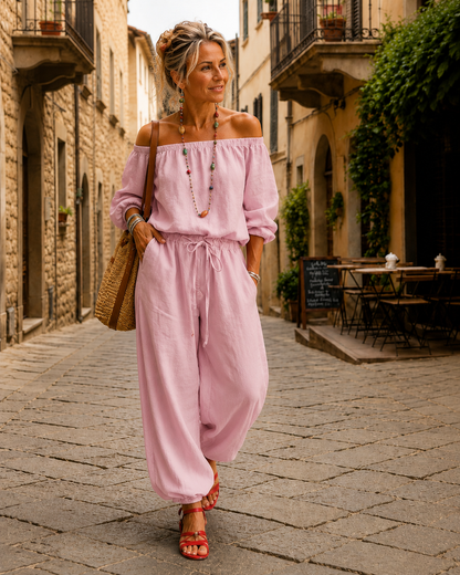 Alba™ | Relaxte Jumpsuit Met Veterdetail