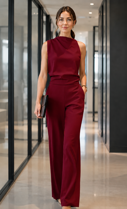 Mare™ | Mouwloze Jumpsuit Met Wijde Pijpen