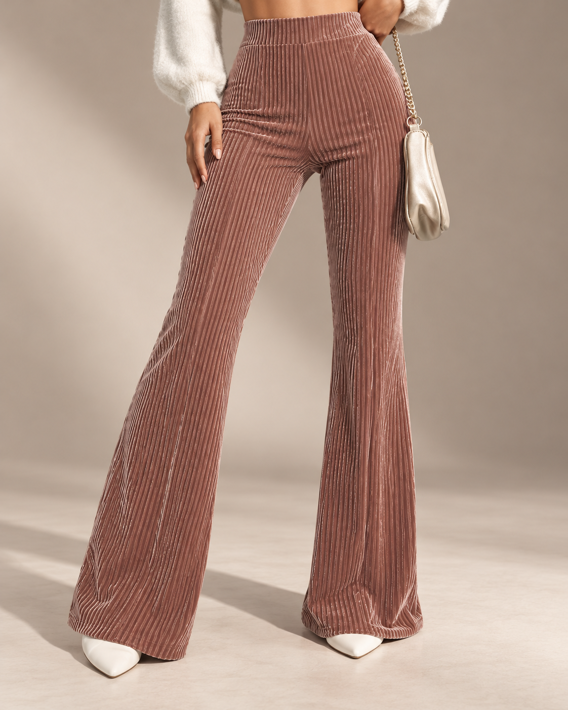 Fenna™ | Corduroy Flared Broek met Hoge Taille
