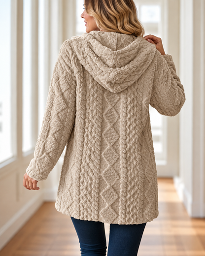Elisa™ | Gebreid Vest met Capuchon en Kabelpatroon