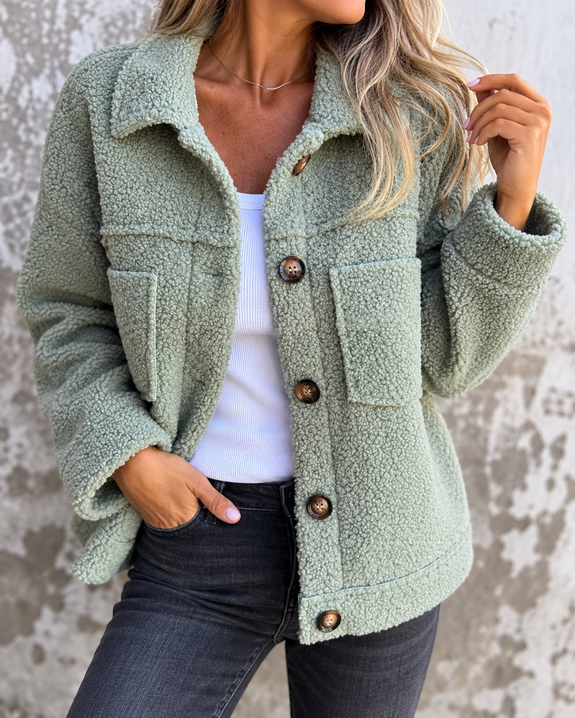 Isabelle™ | Zachte Teddy Jas Met Knopen