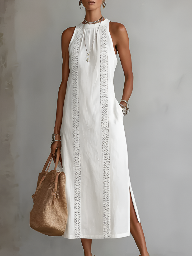 Isadora™ | Soepelvallende Geborduurde Midi Jurk
