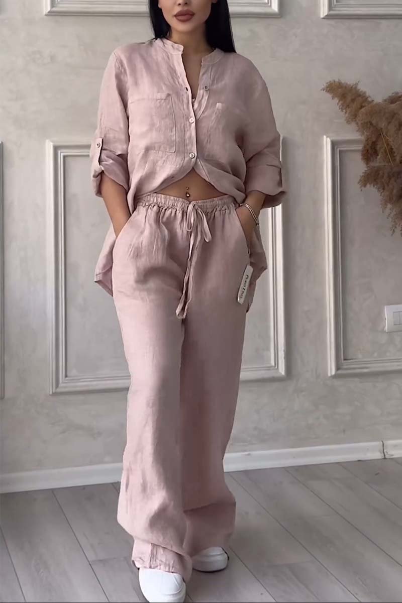 Iris™ | Luchtige Linnen Set met Blouse en Wijde Broek 3