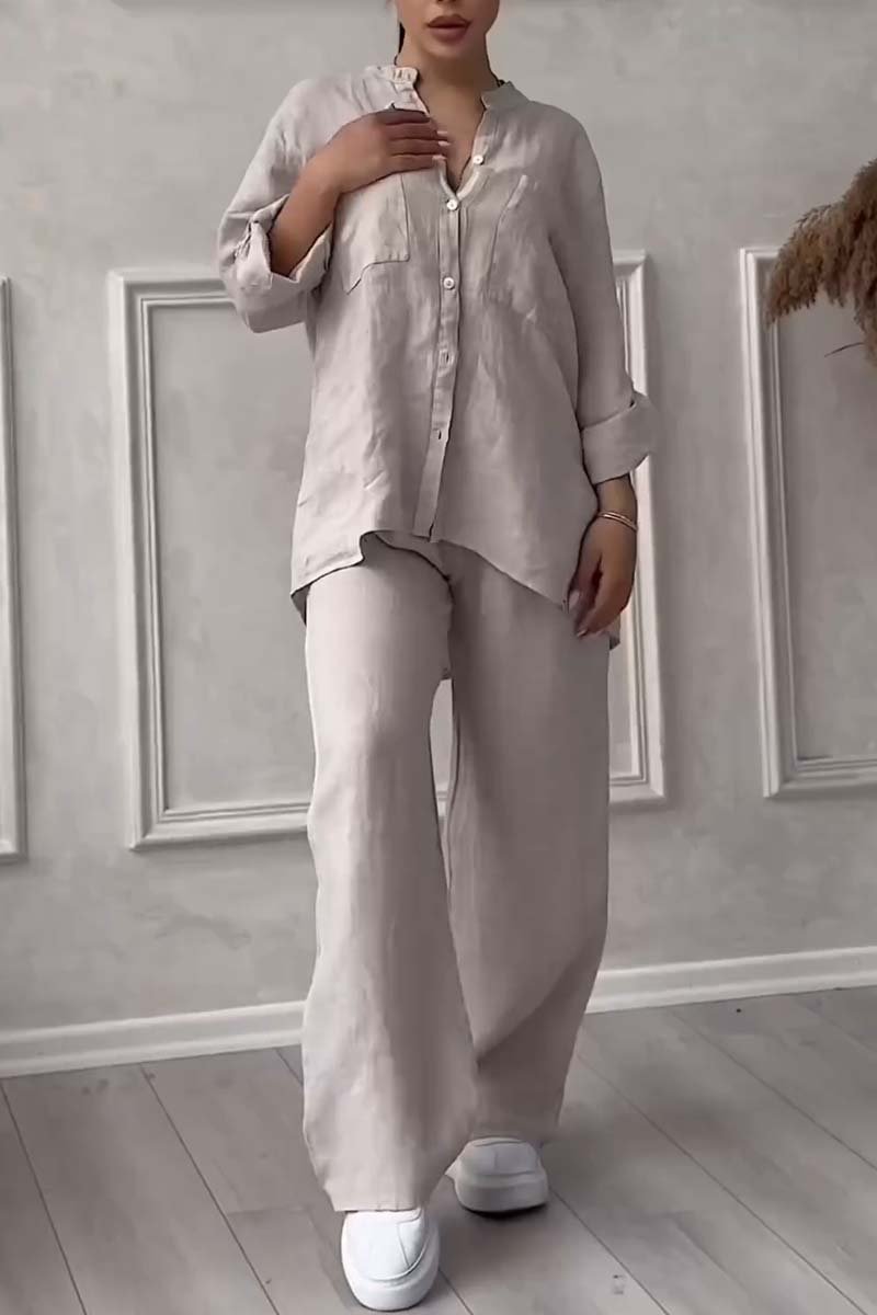 Iris™ | Luchtige Linnen Set met Blouse en Wijde Broek 8