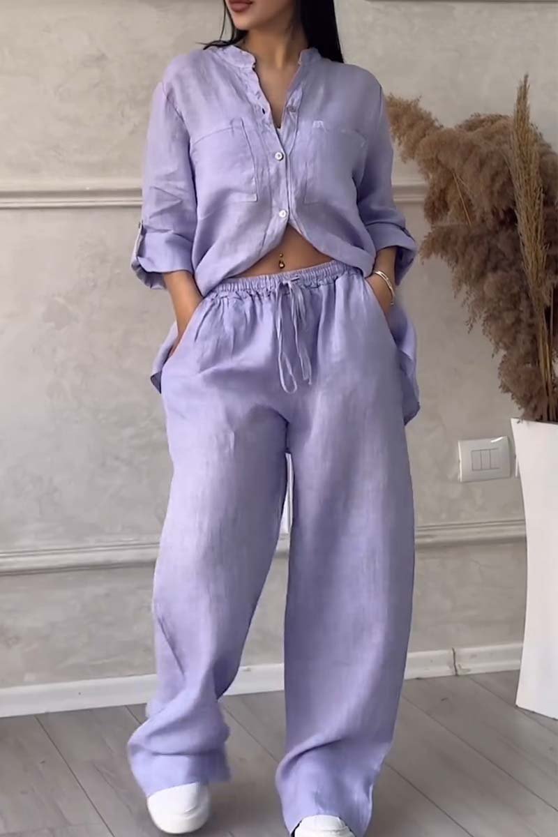 Iris™ | Luchtige Linnen Set met Blouse en Wijde Broek 6