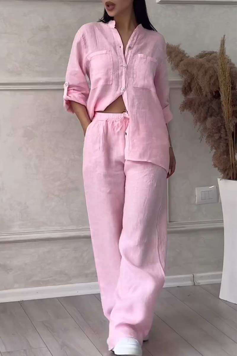 Iris™ | Luchtige Linnen Set met Blouse en Wijde Broek 7