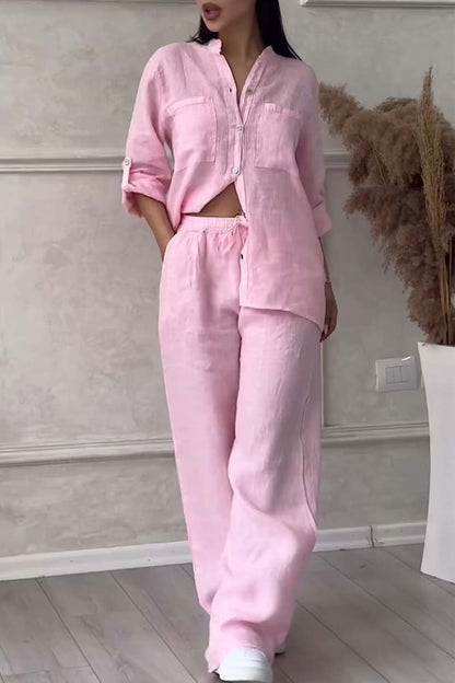 Iris™ | Luchtige Linnen Set met Blouse en Wijde Broek 7