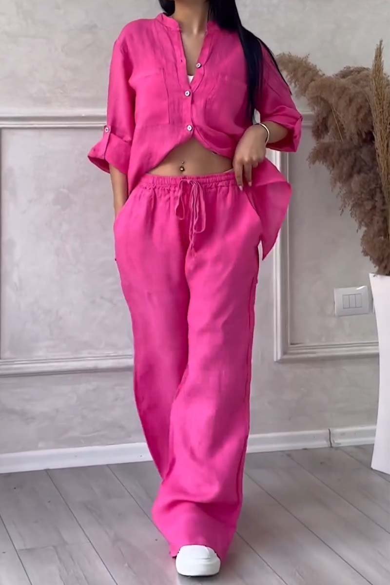 Iris™ | Luchtige Linnen Set met Blouse en Wijde Broek 9