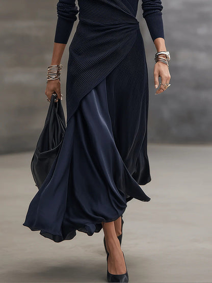 Tamara™ | Elegante Maxi Wikkeljurk met Satijnen Rok