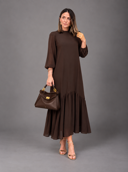 Brigitte™ | Elegante Buikbedekkende Chiffon Maxi Jurk