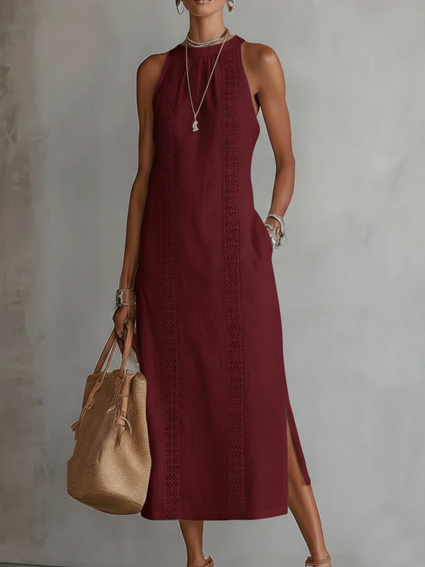 Isadora™ | Soepelvallende Geborduurde Midi Jurk