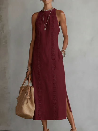 Isadora™ | Soepelvallende Geborduurde Midi Jurk