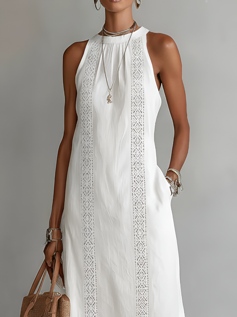 Isadora™ | Soepelvallende Geborduurde Midi Jurk