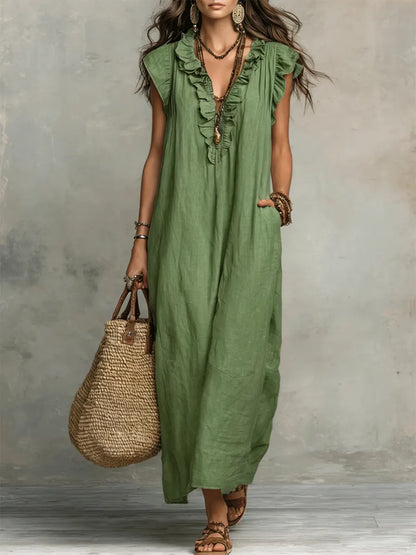 Camélia™ | Bohemian Buikcamouflerend Maxi Jurk