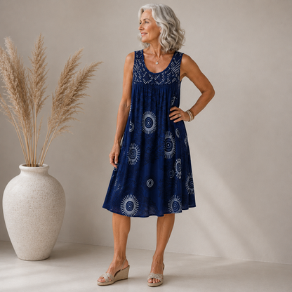 Noor™ | Buikcamouflerende Midi Jurk Met Abstracte Print