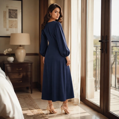 Astrid™ | Buikbedekkende Maxi Jurk Met V-Hals En Zakken