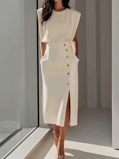 Celina™ | Stijlvolle Mouwloze Midi Jurk
